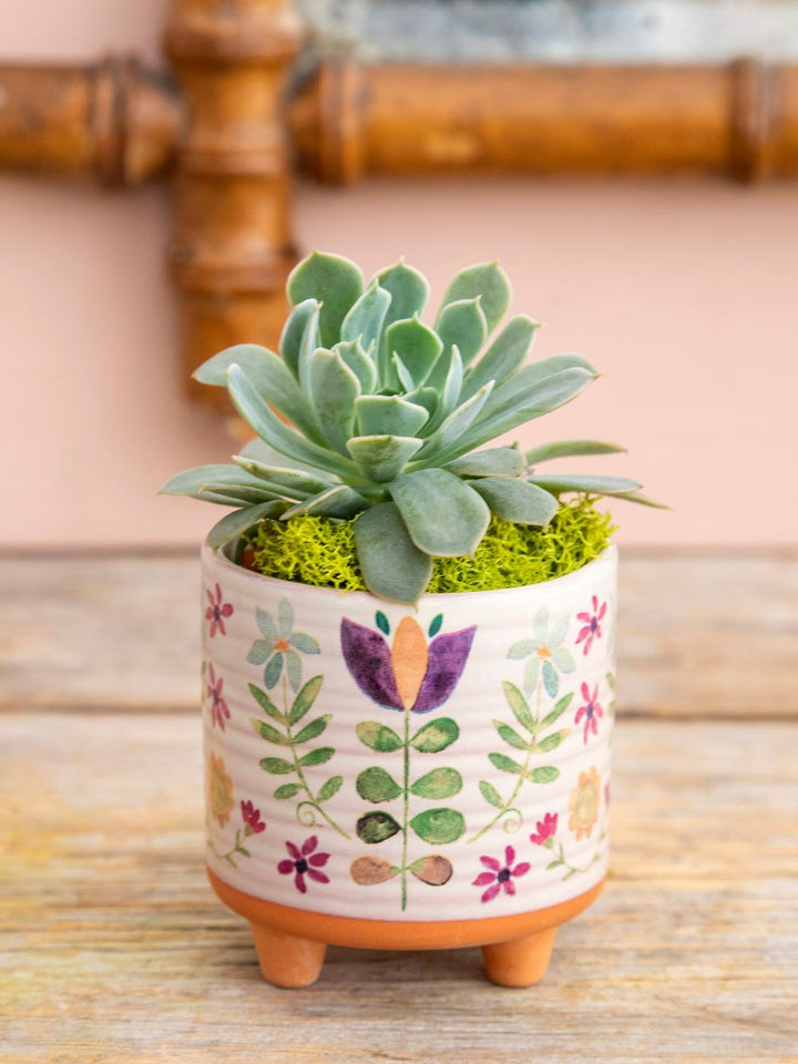 Artisan Planter: Small - Folk Flower