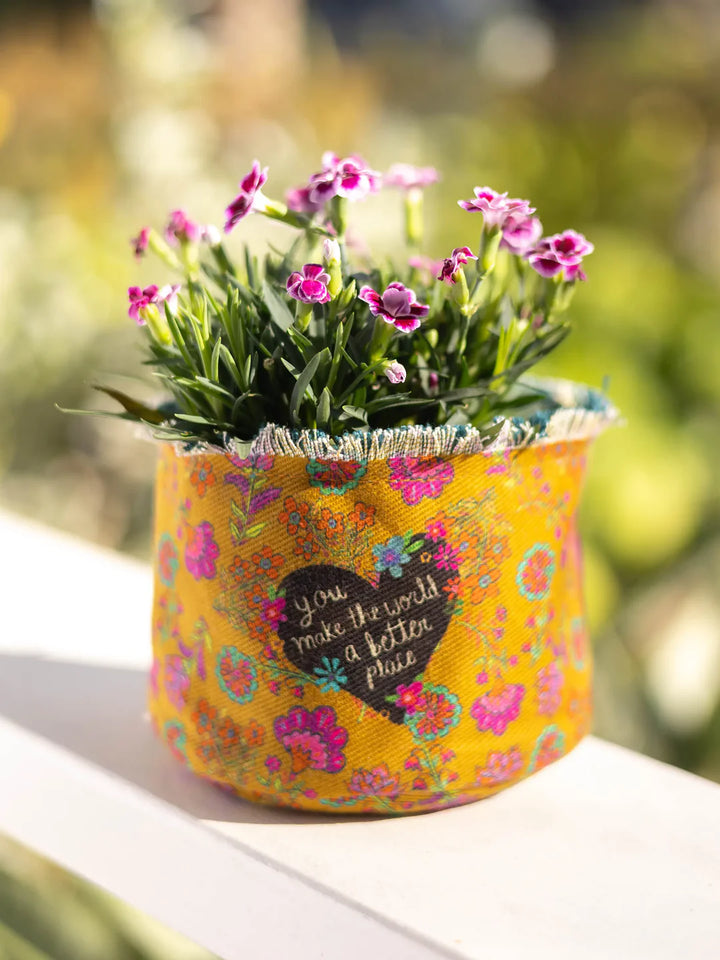 Canvas Planter Cover - You Make World Better SML