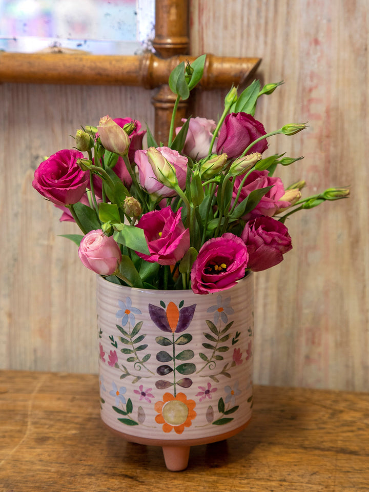 Artisan Planter Cream Folk Floral