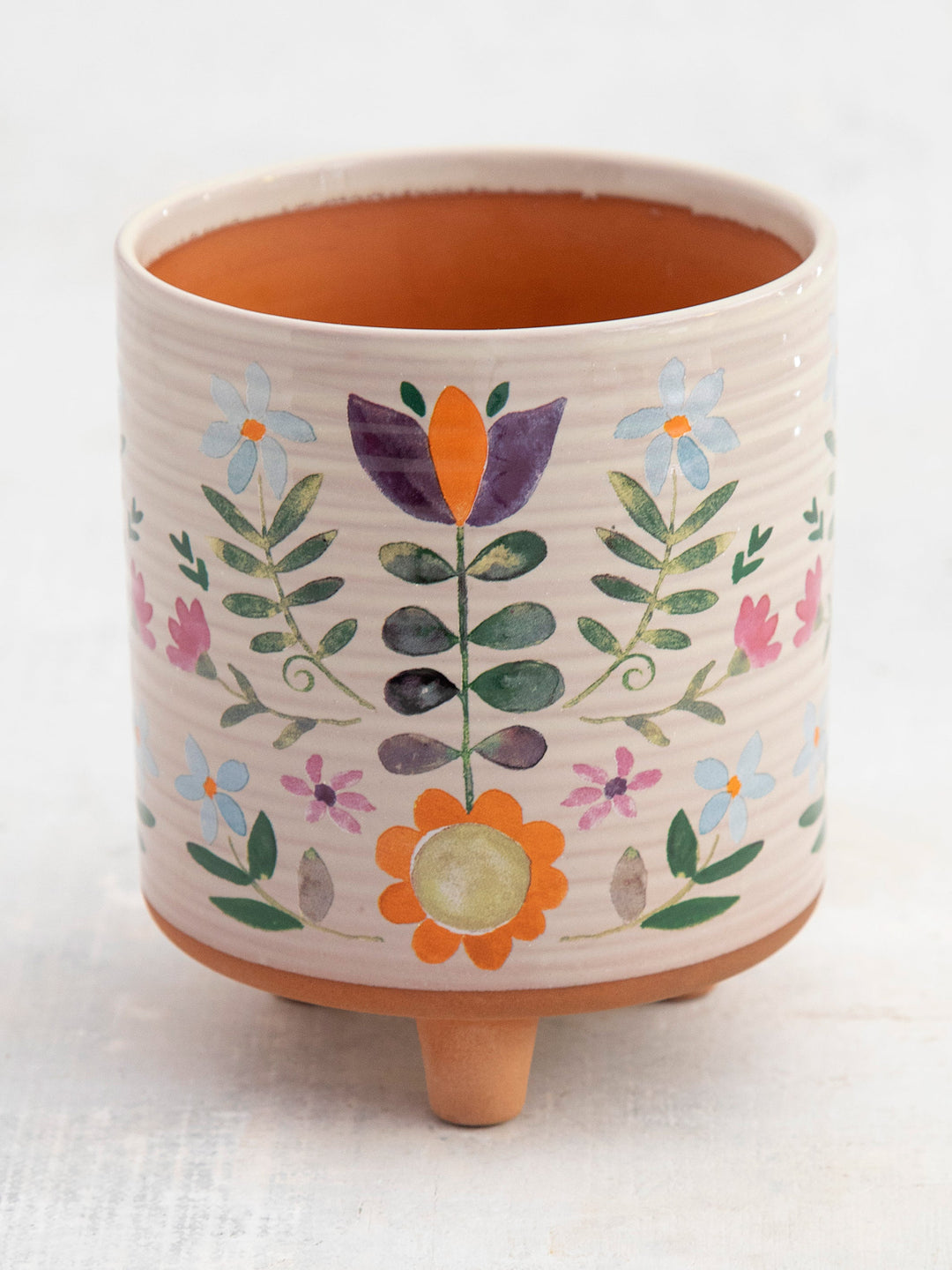 Artisan Planter Cream Folk Floral