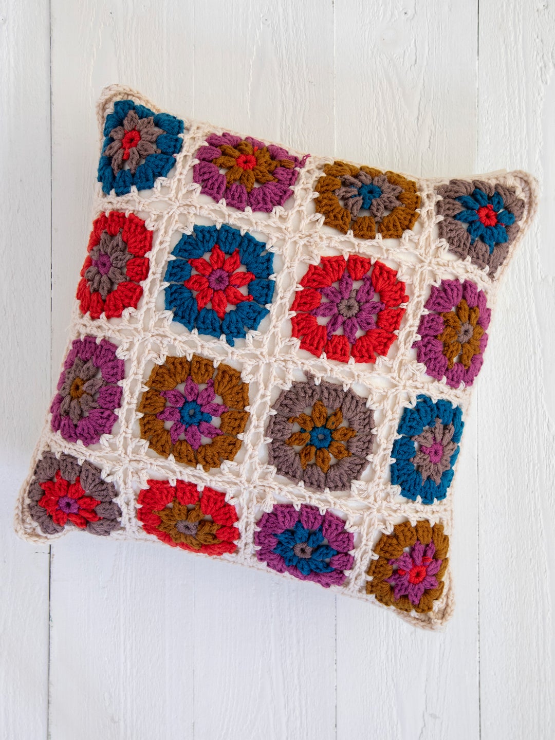 Crochet Cushion - Cream Square
