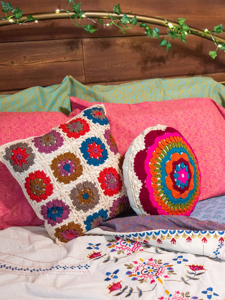 Crochet Cushion - Cream Square