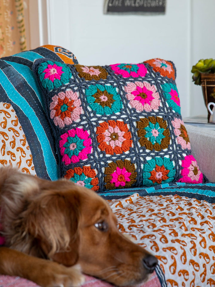 Crochet Cushion - Charcoal Square