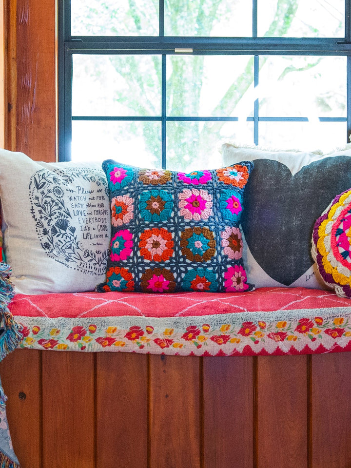 Crochet Cushion - Charcoal Square