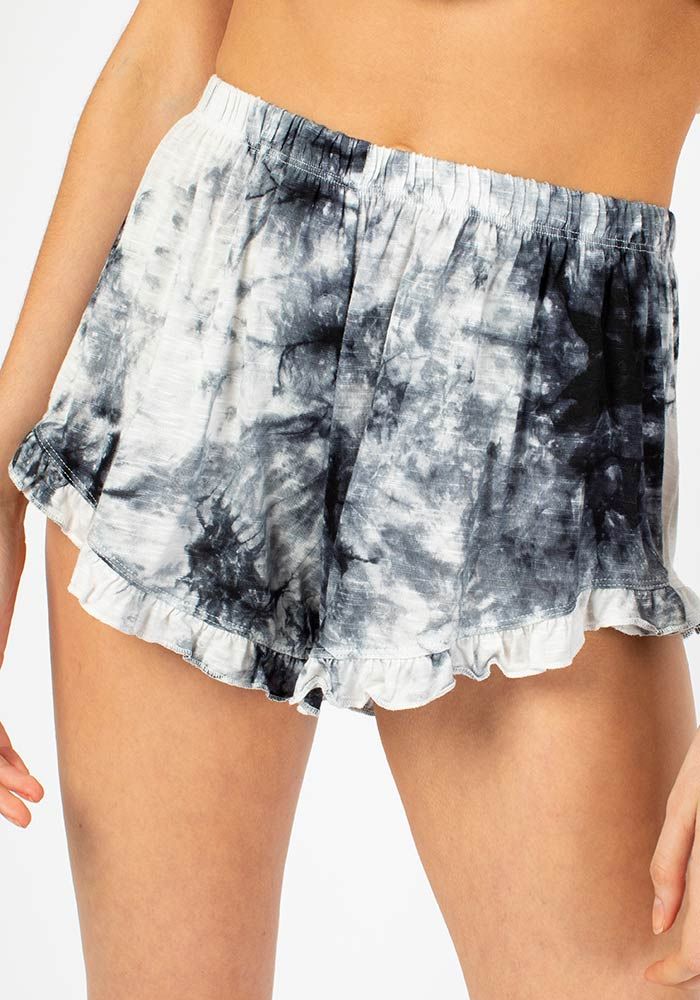 RUFFLE SHORT WHITE BLACK TIEDYE M/L