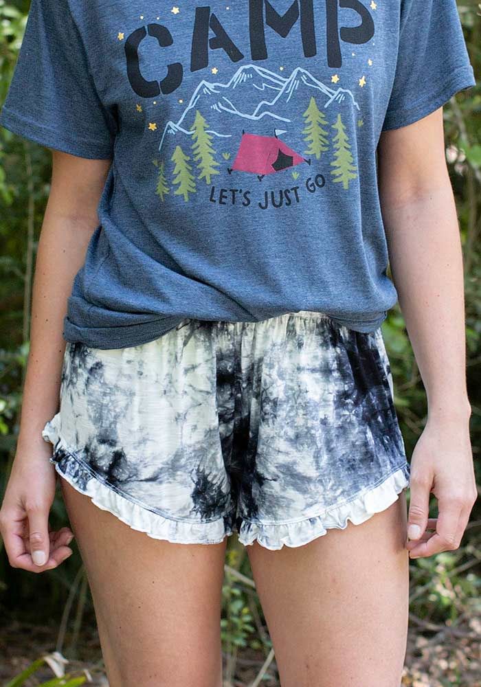 RUFFLE SHORT WHITE BLACK TIEDYE M/L