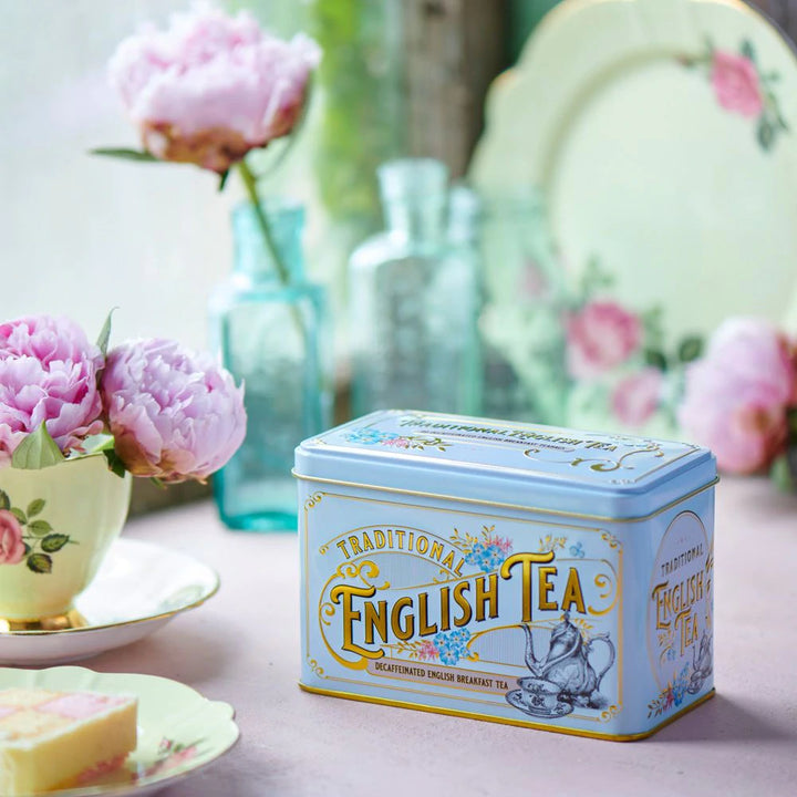 Vintage Victorian Blue Decaffeinated Tin
