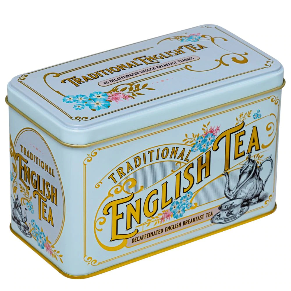 Vintage Victorian Blue Decaffeinated Tin