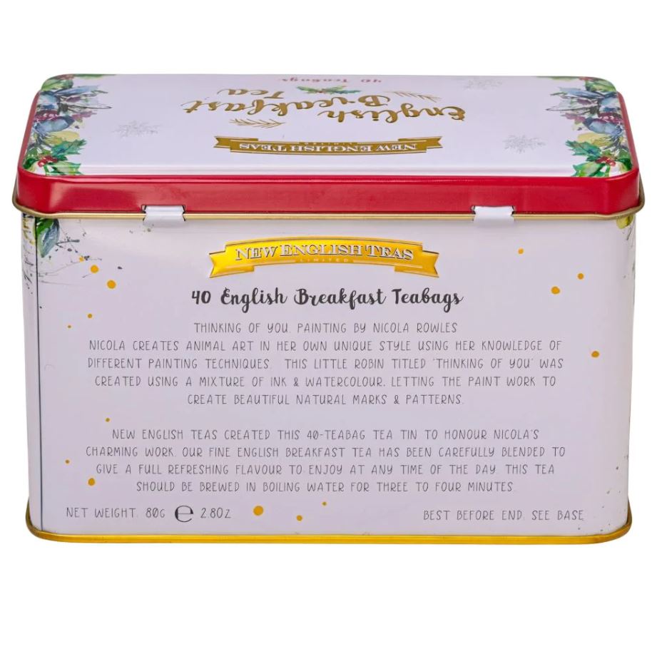 Christmas Robin Tea Tin  - 40 Teabag Tin