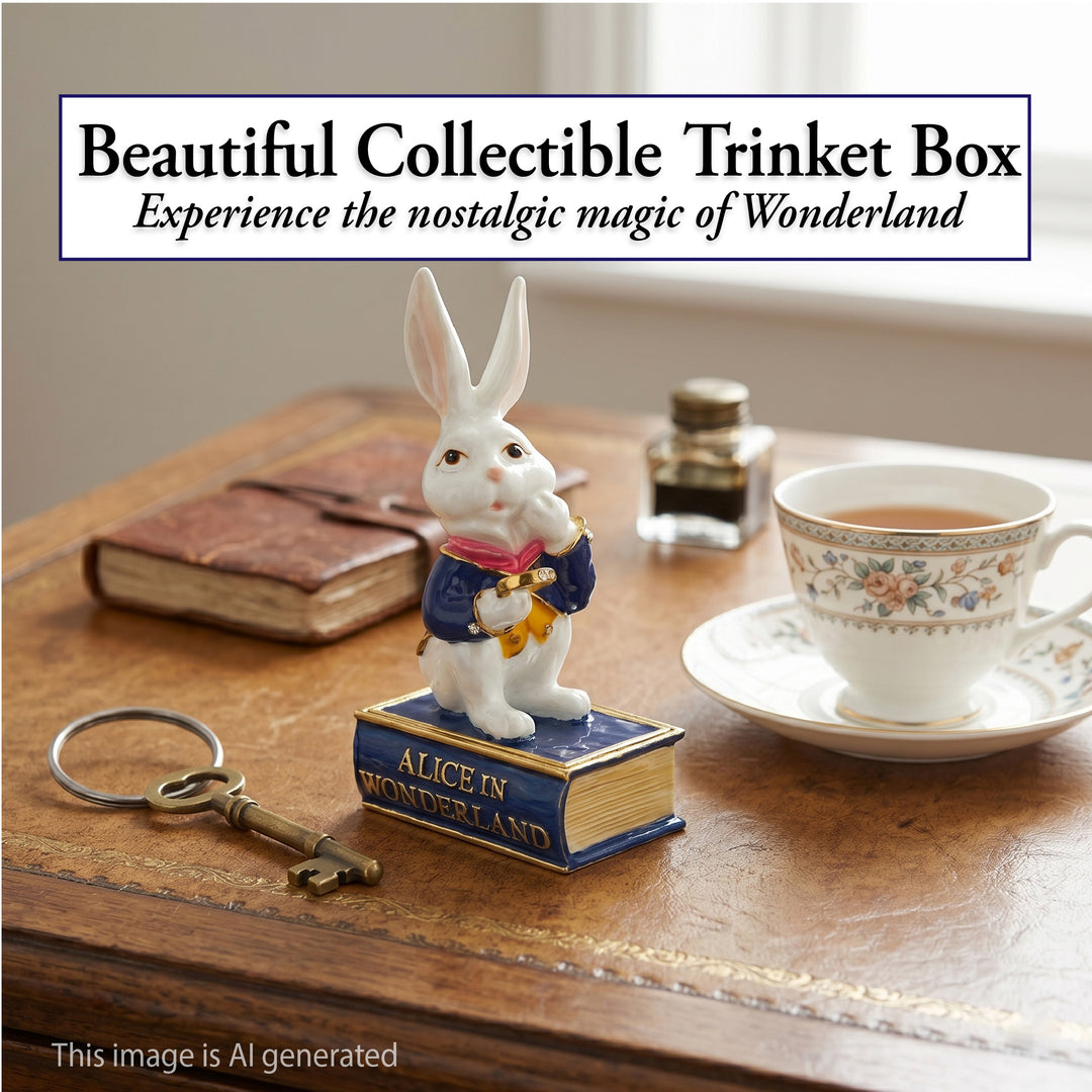 White Rabbit - Cloisonné Collectible, Alice in Wonderland