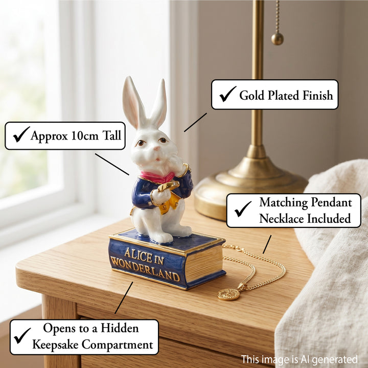 White Rabbit - Cloisonné Collectible, Alice in Wonderland