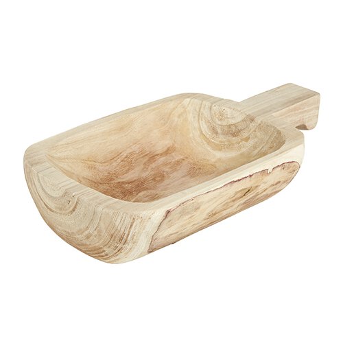Wood Bowl W/Handle - Paulownia, Natural