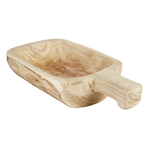 Wood Bowl W/Handle - Paulownia, Natural