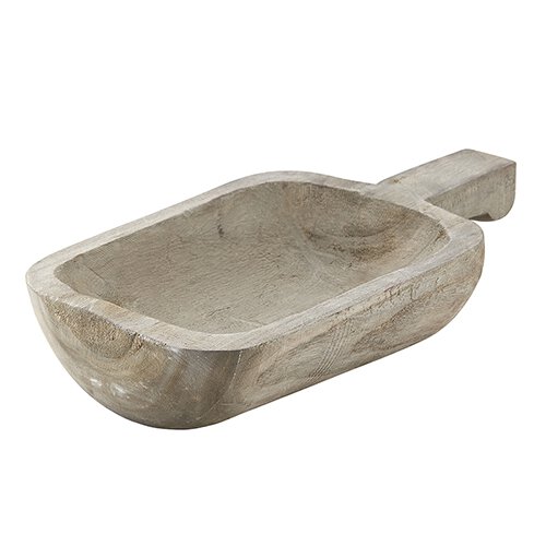 Wood Bowl W/Handle - Paulownia ,Grey