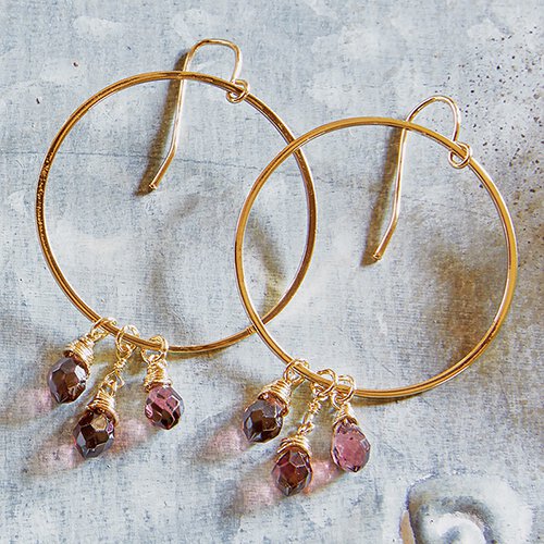 Dangle Hoop Earrings - Violet