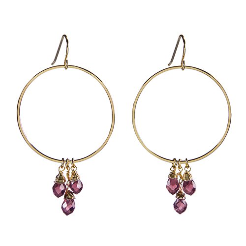 Dangle Hoop Earrings - Violet
