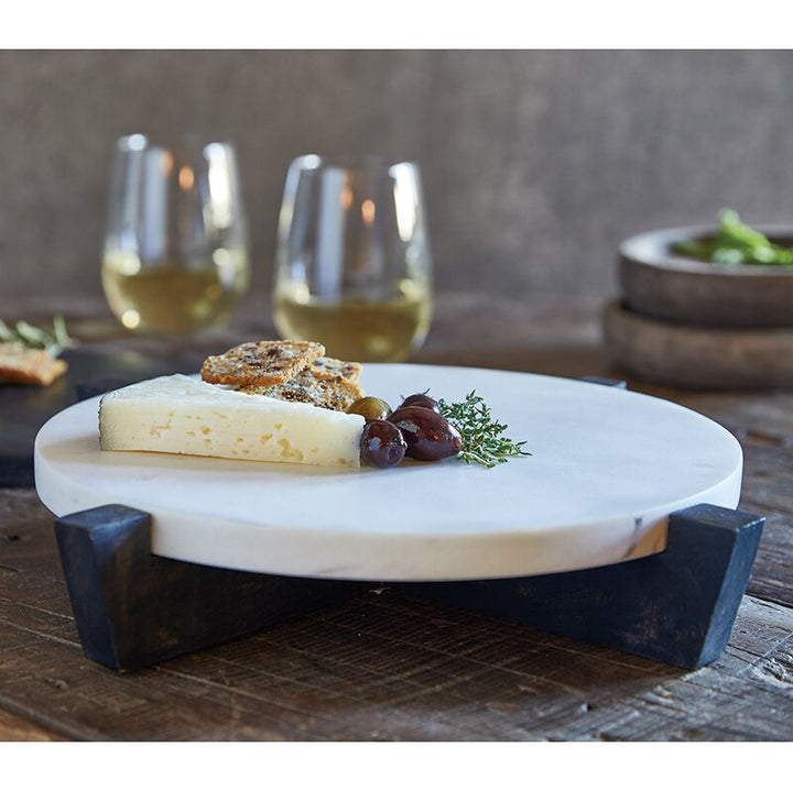 Marble Tray + Mango Wood Stand - Grey