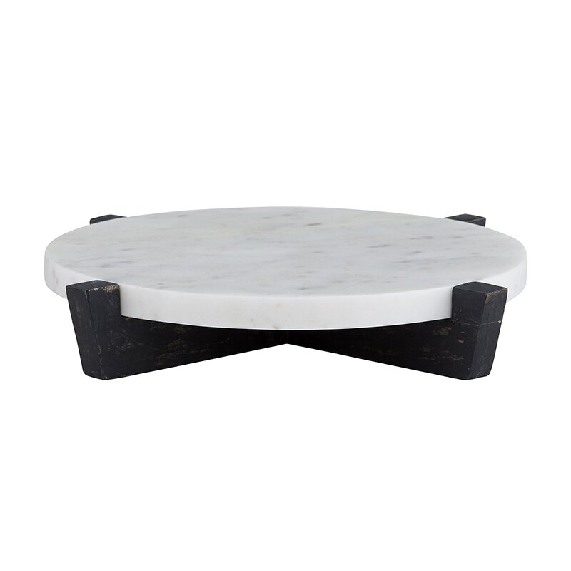 Marble Tray + Mango Wood Stand - Grey