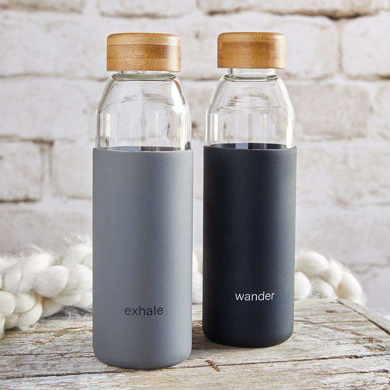 Glass Water Bottle w/Bamboo Lid - Wander