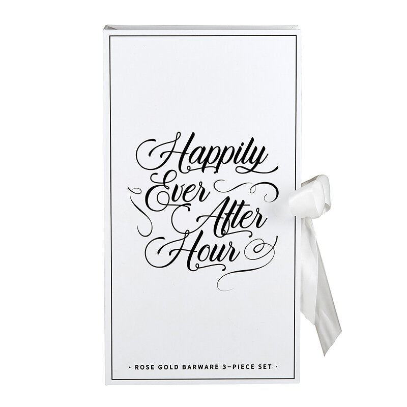Cardboard Book Set - Happily Rose Gold Barware