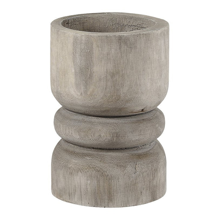 Succulent Pillar Medium  - Grey Paulownia Wood