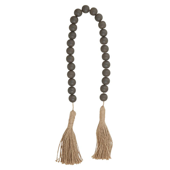 Wood Beads - Dark Charcoal With Jute