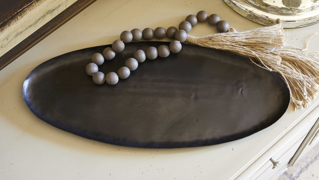 Wood Beads - Dark Charcoal With Jute