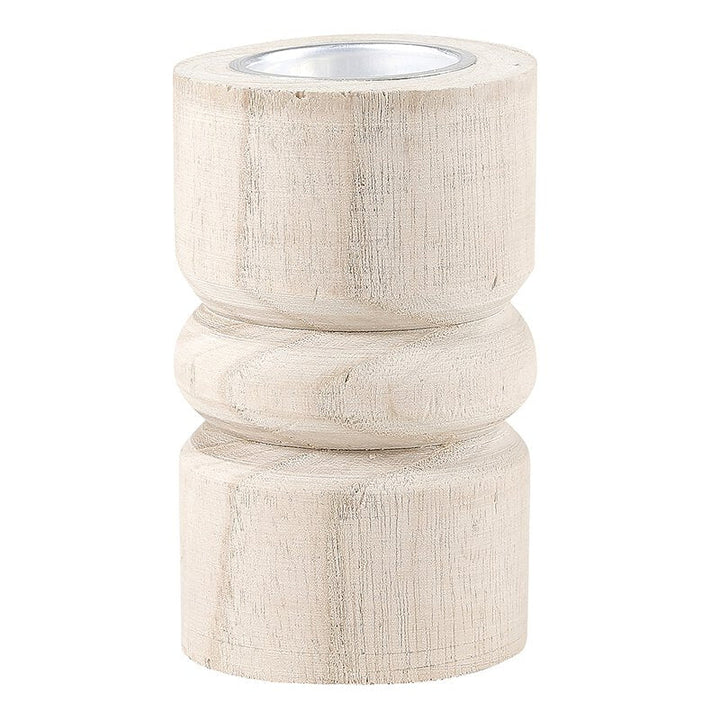Candle Holder SML- Natural Wood with Silver Plate