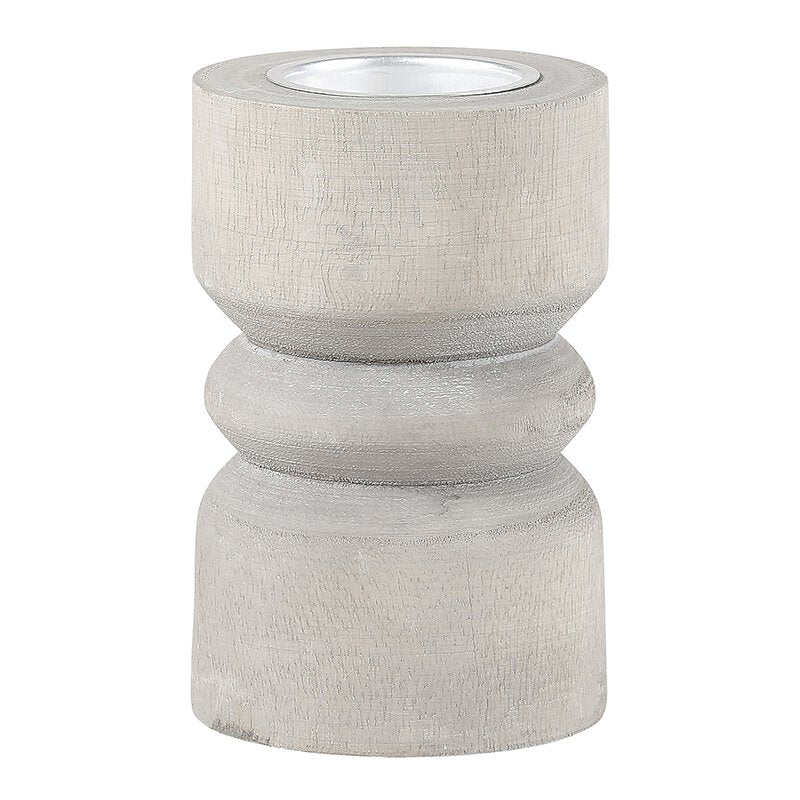 Candle Holder SML- Grey Wood with Silver Plate - Candles ...