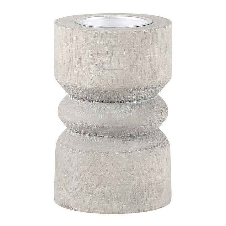 Candle Holder SML- Grey Wood with Silver Plate