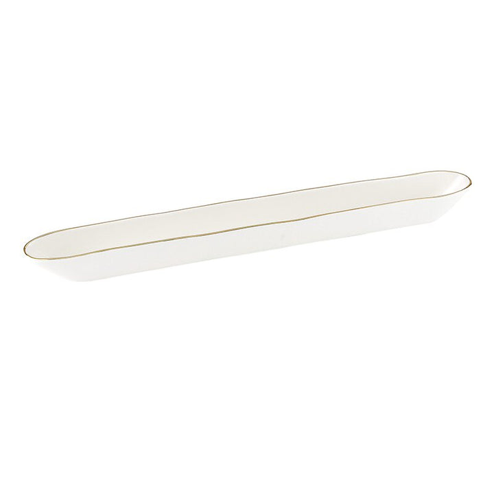 Ceramic Olive Boat - Gold Rim