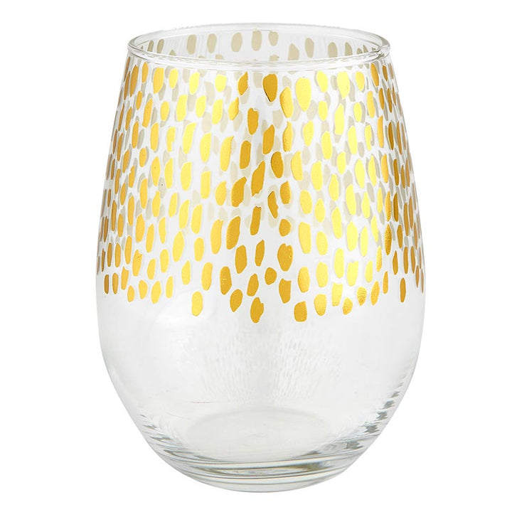 Stemless Wine Glass - Clear + Gold