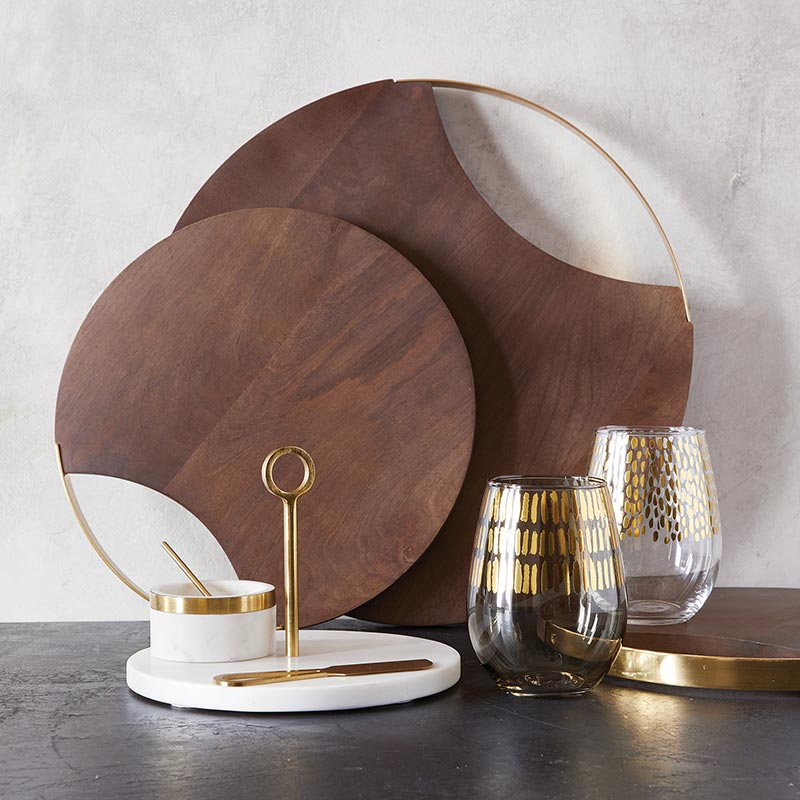 Stemless Wine Glass - Clear + Gold