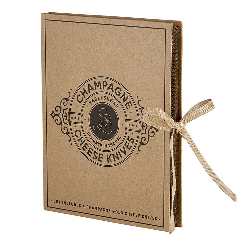 Cardboard Book Set - Champagne Gold Cheese Knives
