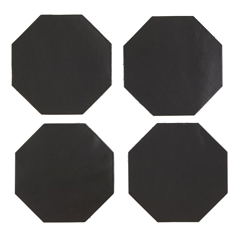 Leather Coaster Set Black