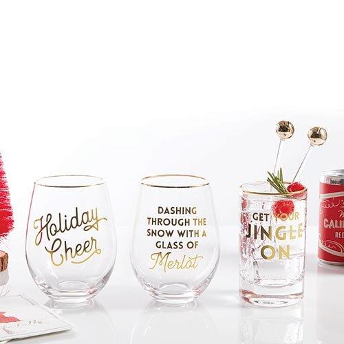 Stemless Wine Glass  - Holiday Cheer