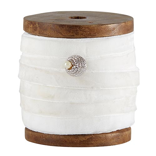Velvet Ribbon w/Push Pin - White