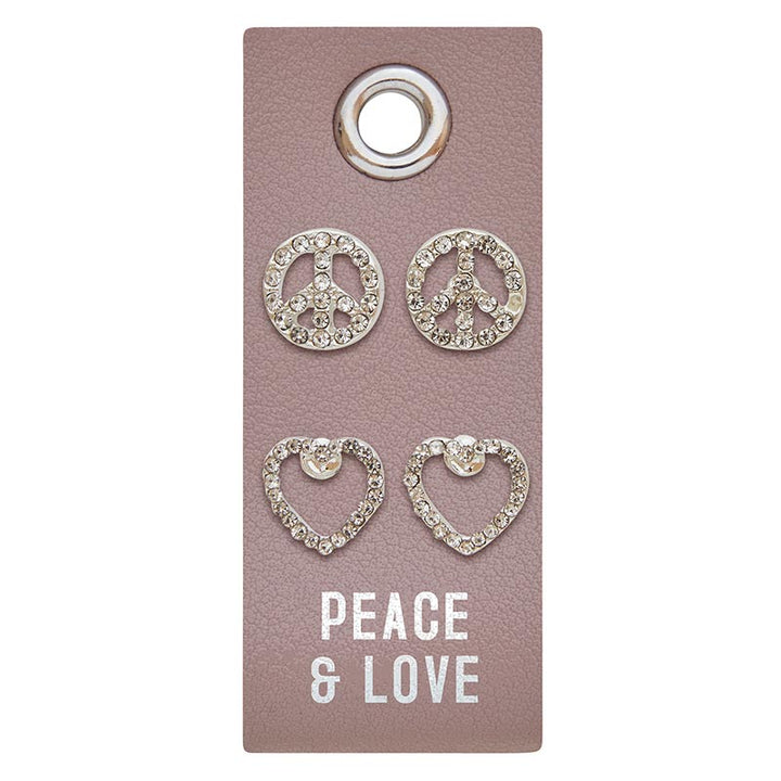 Silver Stud Earrings - Peace and Love