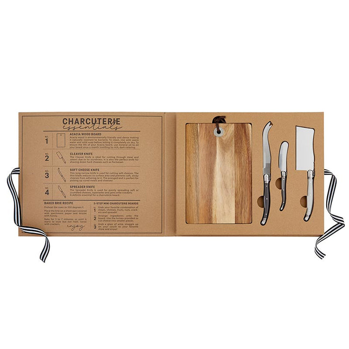 Cardboard Book Set - Acacia Wood Cheese Board w/Knives