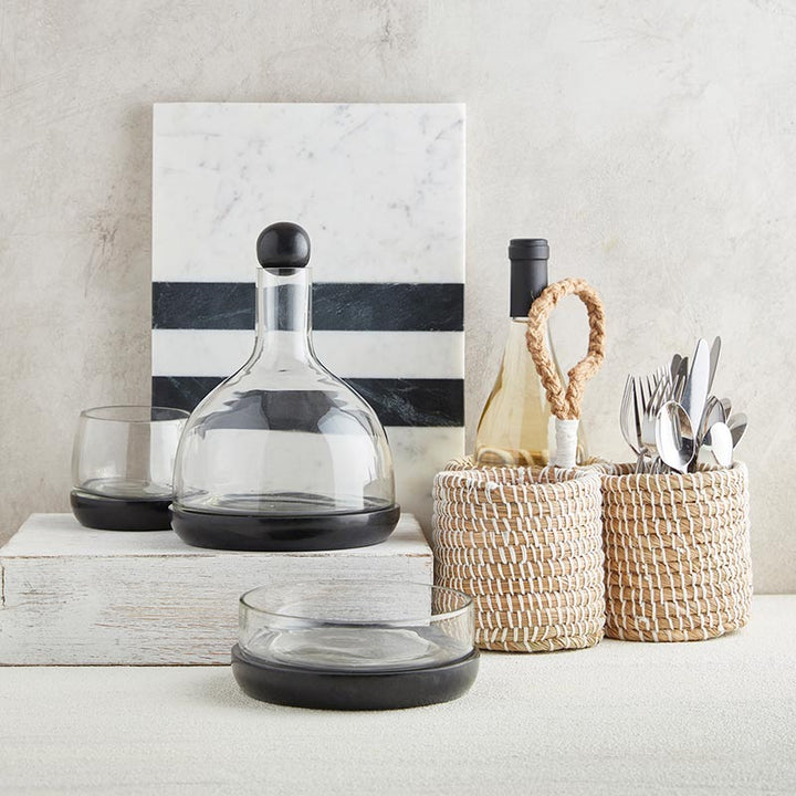 Black Marble & Glass Wine Carafe