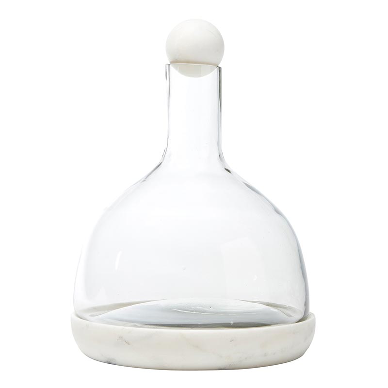 White Marble & Glass Wine Carafe
