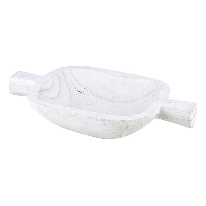 Wood Small Double Handle Bowl- Paulownia White