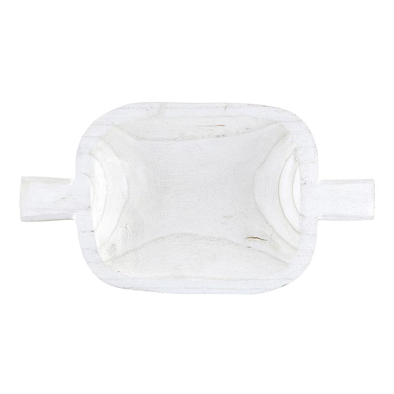 Wood Small Double Handle Bowl- Paulownia White