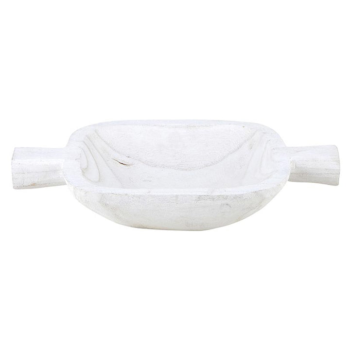 Wood Small Double Handle Bowl- Paulownia White