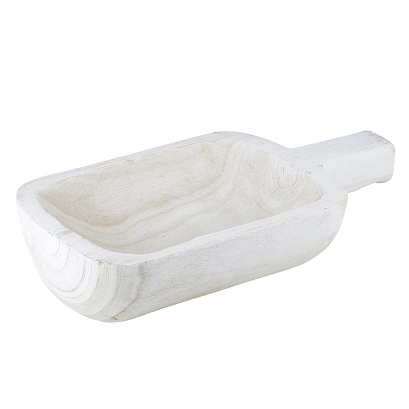 Wood Single Handle Bowl - Paulownia White
