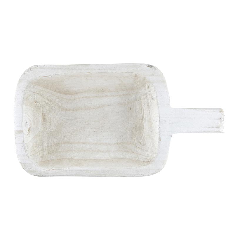 Wood Single Handle Bowl - Paulownia White