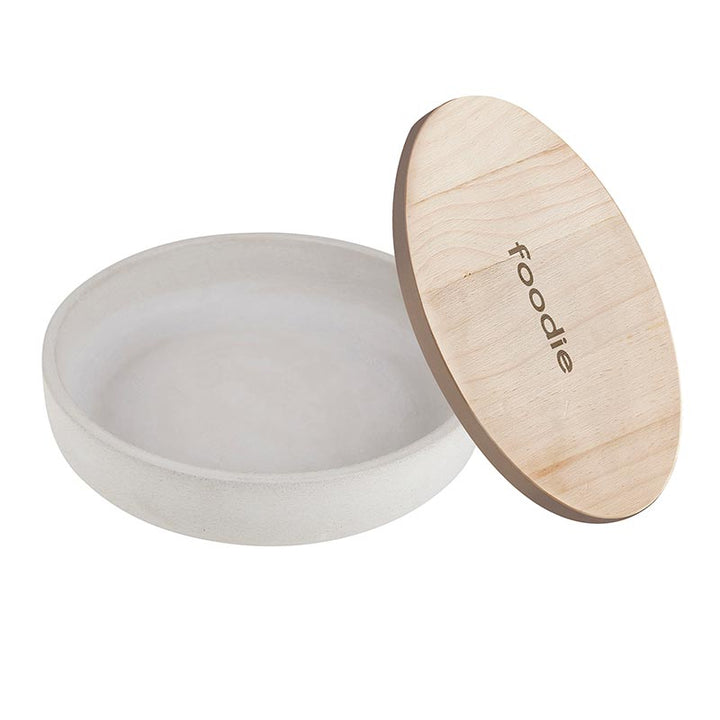 Cement Serving Bowl w/Lid-Foodie