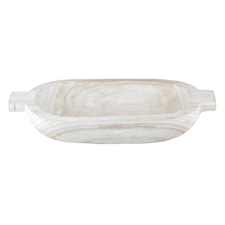 Wood Double Handle Bowl - Paulownia White