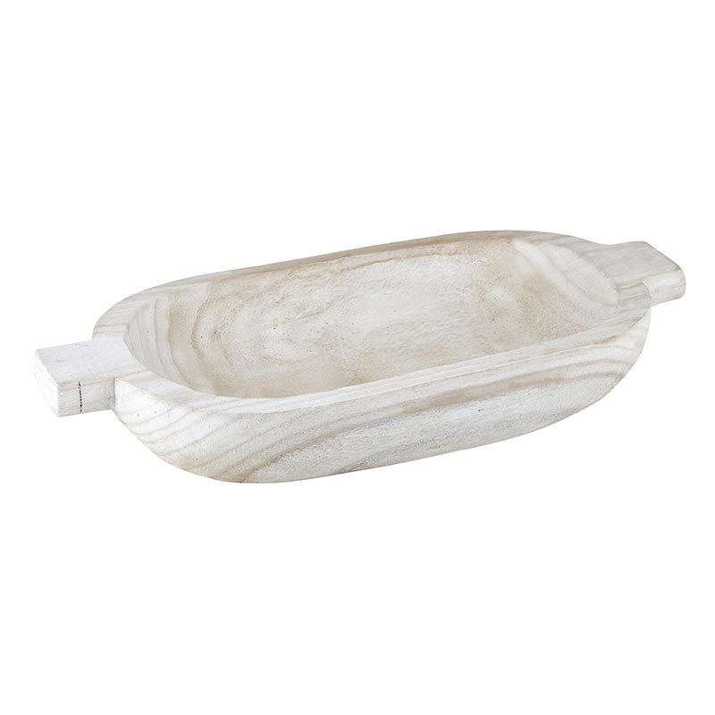 Wood Double Handle Bowl - Paulownia White