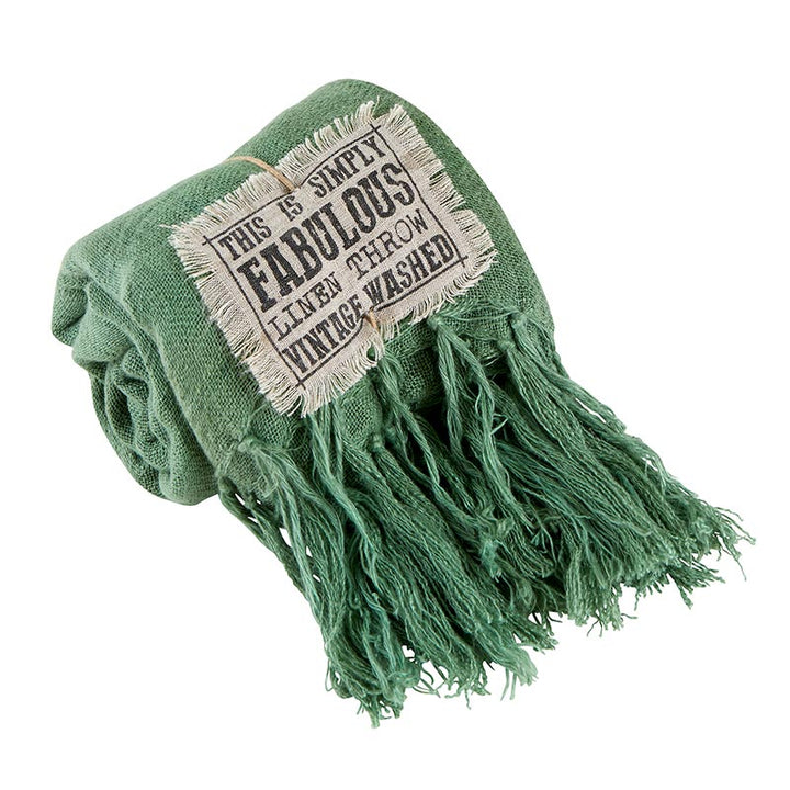Green Linen Throw